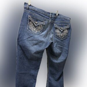 Nine West Blue Cropped Jeans with Embellished Pockets